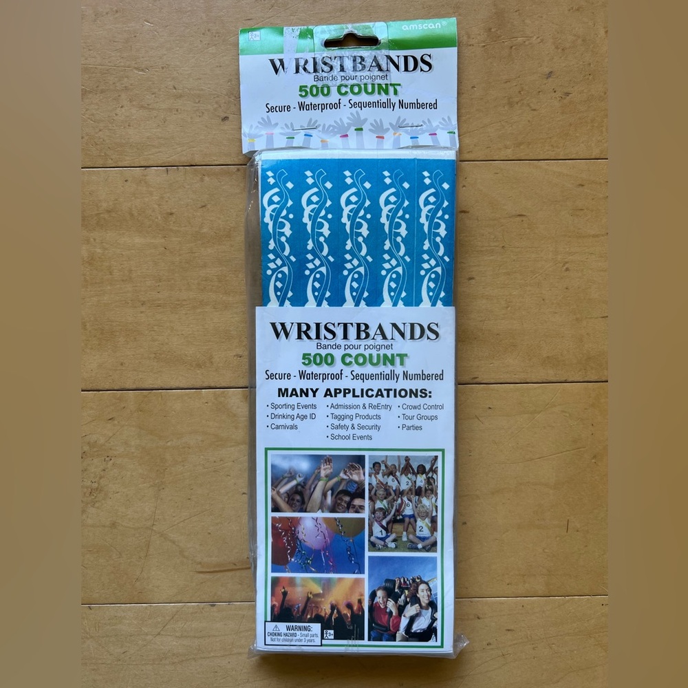 New 500 Count - Blue Event Wristbands,‎ waterproof, numbered, festival, party